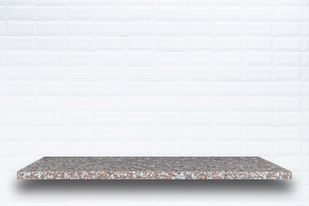Empty top of natural stone shelves and stone wall background. For product displayの写真素材