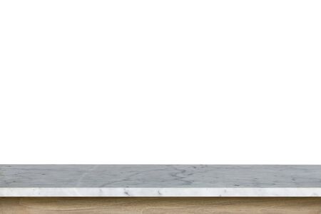 Empty top of granite stone table isolated on white background. For product displayの写真素材