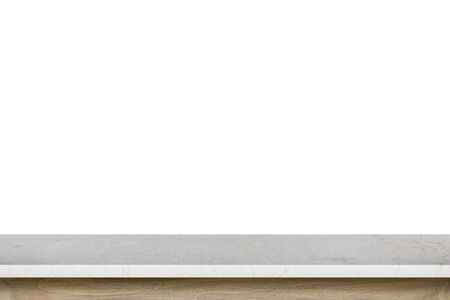 Empty top of granite stone table isolated on white background. For product displayの写真素材