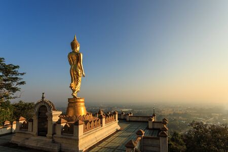 Golden buddha statue in Thai temple, Wat Phra That Khao Noi in Nan province, Northern of Thailandの写真素材
