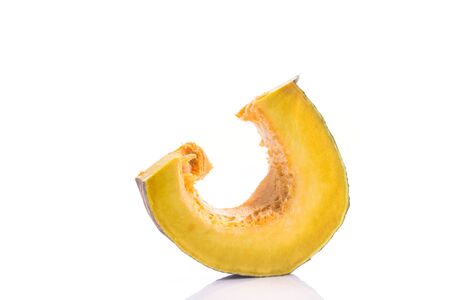 Piece of Thai pumpkin. Studio shot isolated on white backgroundの写真素材