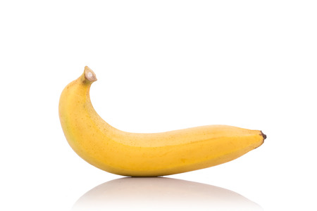 Close up yellow banana. Studio shot isolated on white backgroundの写真素材