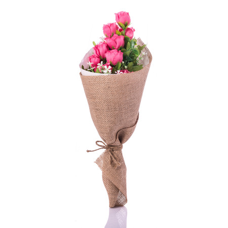 Bouquet of artificial flower. Studio shot isolated on white backgroundの写真素材