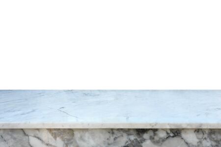 Empty free space of top marble counter or table isolated on white background. Saved with clipping pathの写真素材