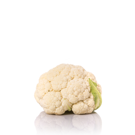 Frsh white cauliflower. Studio shot isolated on white backgroundの写真素材