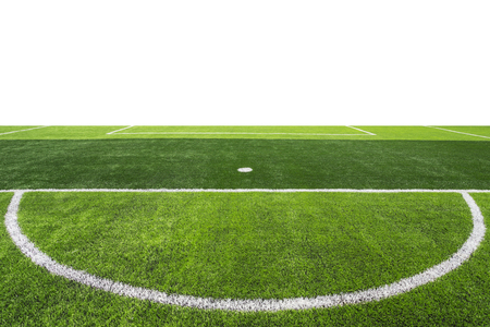 Artificial bright and dark green grass in outdoor football or futsal stadiumの写真素材