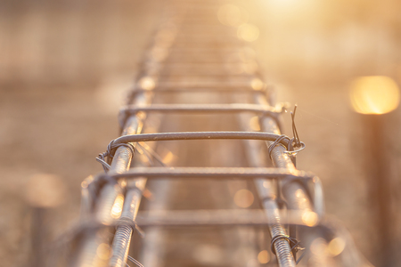 Rebar steel for Grade Beam/Ground beam in process of house building. Construction of reinforced...