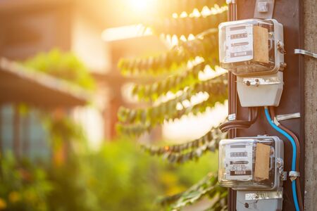 Thailand's electric meter. Electric meter installed on the pole to measurement watt in the house