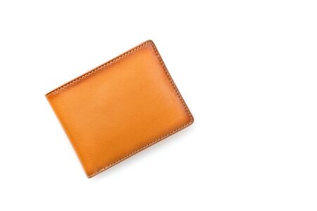 New leather brown men wallet isolated on white background