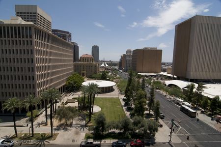 Phoenix Down town entertainment and banking area.の写真素材