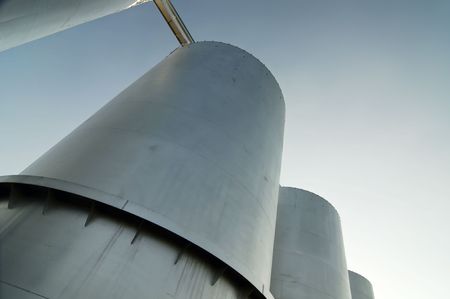 Large chrome and steel siloの写真素材