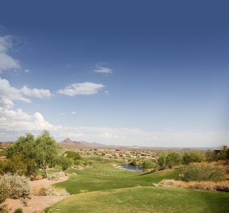 Beautiful golf course in Scottsdale, Arizonaの写真素材