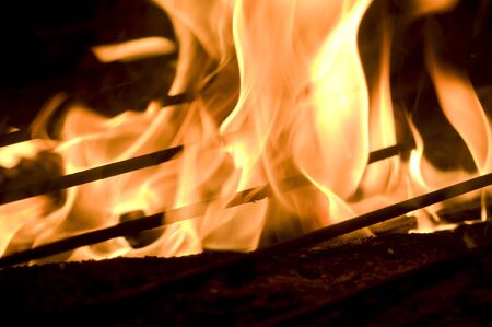 Fire on grill