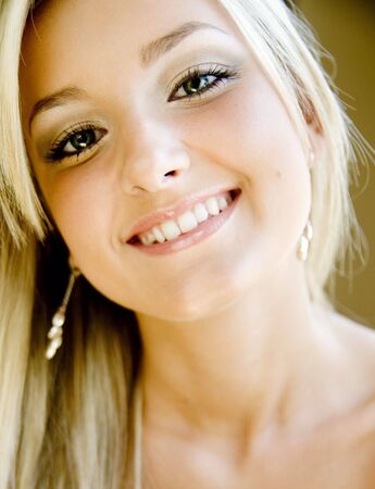 Pretty blond woman smilingの写真素材