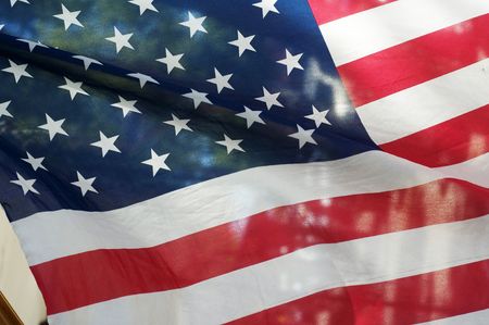 American Flag, softly blowing in translucency