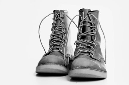 Rugged old mens boots の写真素材