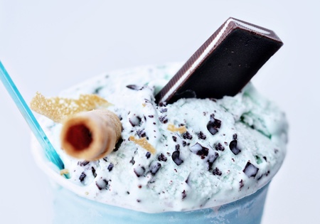 Ice cream gelato style mint chocolate flavorの写真素材