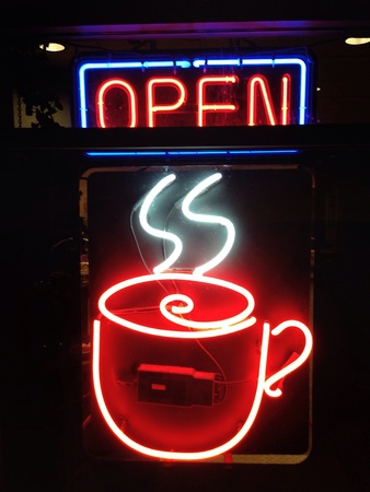 Coffee open neon lightingの素材