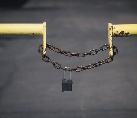 Pad lock no entry on gateの写真素材