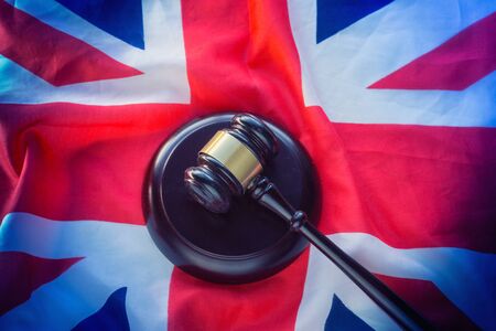 Union Jack flag and gavel - legal law concept imageの写真素材