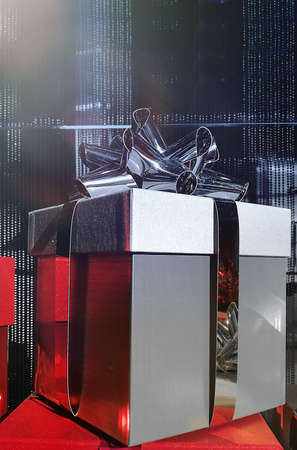 Luxury gift box with bow and space for copy textの写真素材