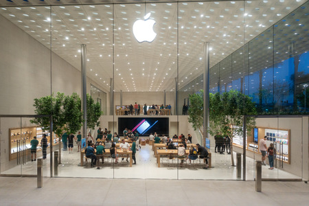 Scottsdale,Az/USA - 5.30.19:   Apple store with people inside.  The store is part of a major upgrade...