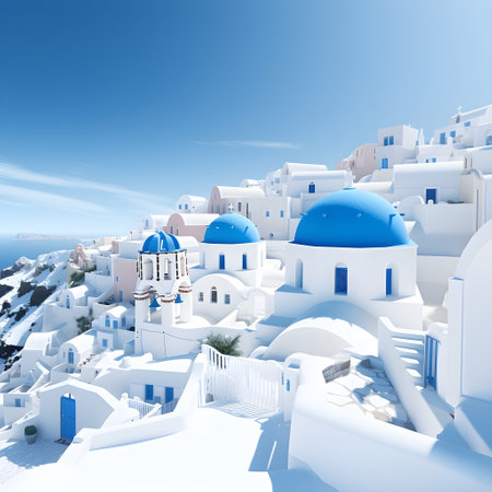 Santorini, Greece traditional Greek architecture.    Ai creationの素材
