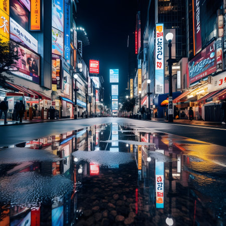 Night in Tokyo, Japan. Shibuya Crossing is one of the busiest shopping streets in the world.の素材