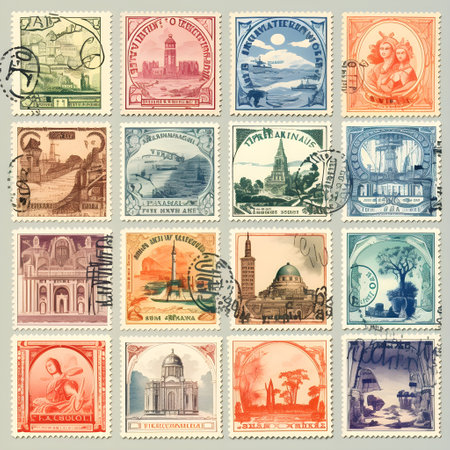 Collection of the old postage`s stamps of the different countries.の素材