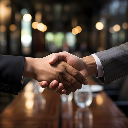Business people shaking hands, finishing up a meeting. Handshake concept.の素材