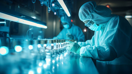 scientist working with test tube in laboratory, science research and development conceptの素材