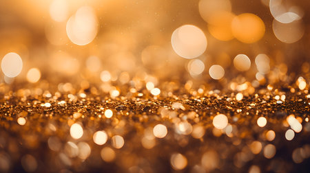 golden glitter vintage lights background. gold and black. de focusedの素材