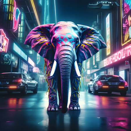 Elephant in New York, USA. 3D Rendering.の素材