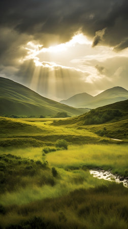 Beautiful summer landscape in the highland of Scotlandの素材