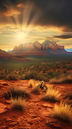 Sunset over the desert of Sedona, Arizona, United Statesの素材
