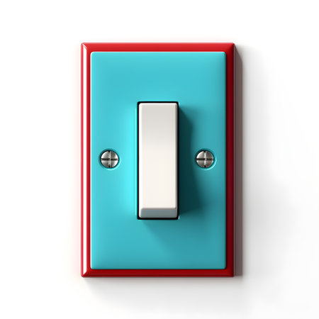 A light switch isolated on a white background.の素材