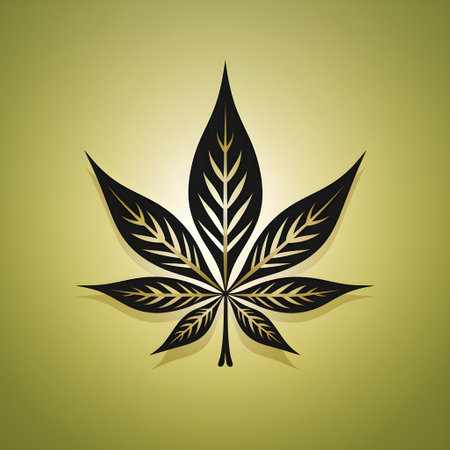 Cannabis leaf sign. Vector. Whitishish icon with greenish background.の素材