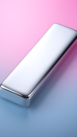 3d render of a silver mobile phone on a blue background.の素材