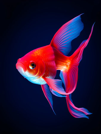 Goldfish isolated on black background.の素材