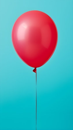 Red balloon on blue background. Minimal concept.の素材