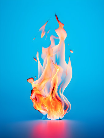 Fire flames isolated on blue background.  fire flames.の素材