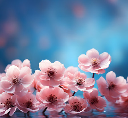 Cherry blossom on blue background, cherry blossom on blue backgroundの素材