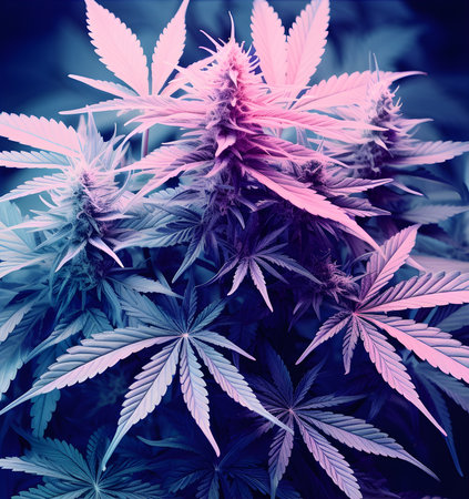 Cannabis flowerjuana leaves, cannabis indica, backgroundの素材