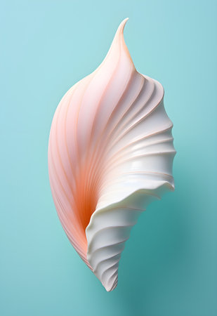 Conch seashell on blue background. Minimal style.の素材