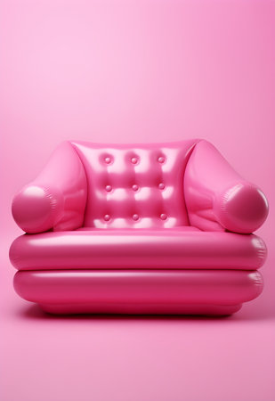 Pink leather sofa on a pink background.の素材