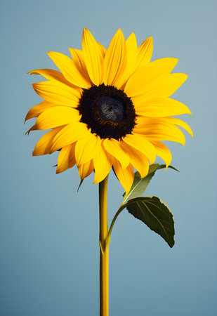 Sunflower on a blue background with copy space for your text.の素材