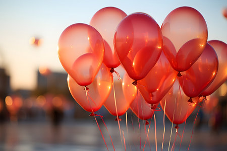 Red Balloons in a Dreamy Bokeh Wonderlandの素材