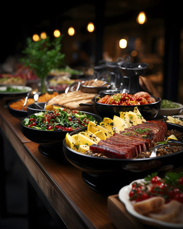 Upscale buffet table of food.の素材