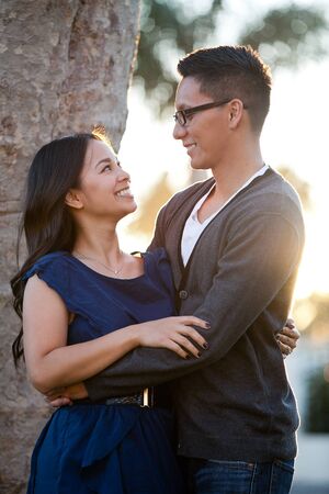 Young happy loving ethnic couple