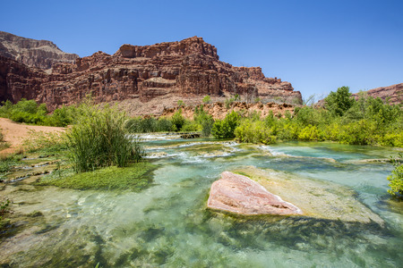 River near Havasupai Falls Arizonaの写真素材